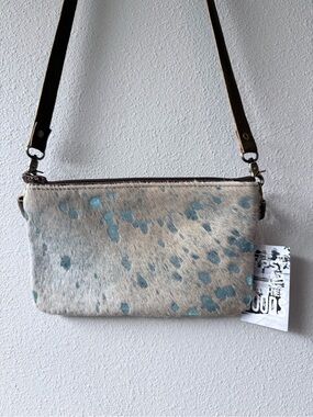 Keep It Gypsy Cowhide Crossbody Bag Upcycled Custom Leather Acid Wash Bag Custom